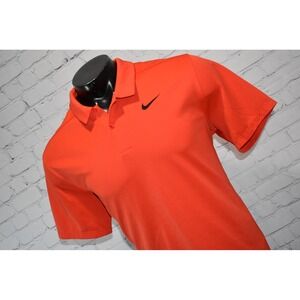 Nike Dri-FIT Polo Men Large Red Polyester Swoosh Logo Athletic Golf Shirt **
